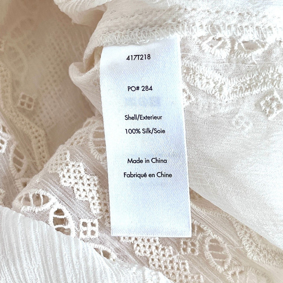 Elizabeth and James Revolve Riley Blouse 100% Silk Lace Sheer Size Large - Picture 8 of 9